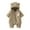 Khaki, variant on BENJAMJAM 0-2Y One-Piece Romper Bear Ear Hood Adorable Bear Patch Detail Multiple Colors Ideal Fall/Winter Outings & Daily Wear