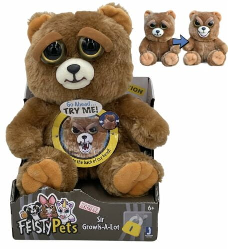 4" Plush Stuffed Animal Bear Toy Christmas! Sir Growls-a-lot Feisty Pets Mini 