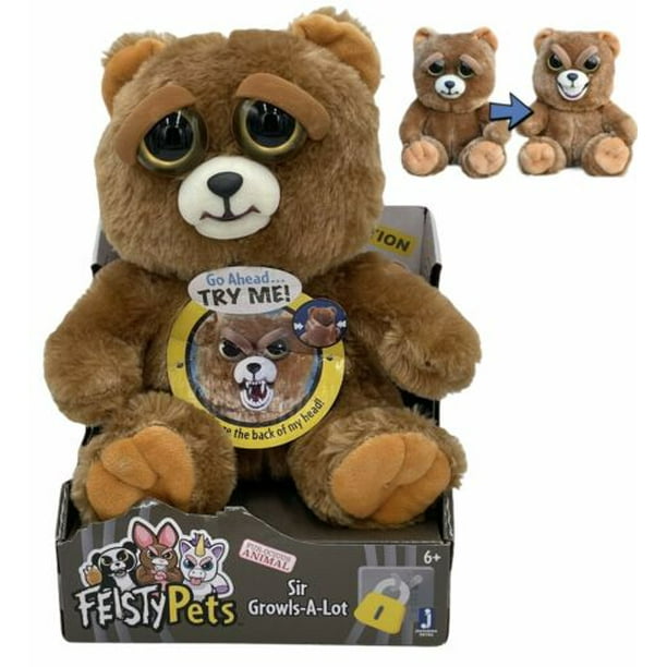Feisty Pets Bear Plush Sir GrowlsALot Ages 6+ 8.5" Expression Grins