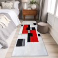 thumbnail image 5 of Black Red Block Area&nbsp;Rug 2x6ft Geometric Abstract Non-Slip&nbsp;Washable Square&nbsp;Rugs Soft Felt Indoor Floor Mat for Bedroom Kitchen Living Room Bathroom, 5 of 9