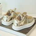 thumbnail image 4 of QUOTAY Girls Sneakers for Everyday Style Lightweight Cushioned Kids Casual Shoes with and Flexible Sole Kids Slippers Girls Gold，5.5-6 Years, 4 of 6