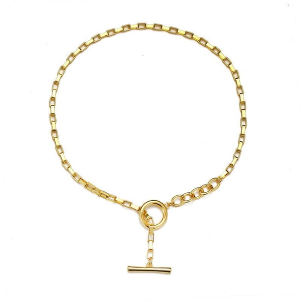 Collar de clavícula con hebilla OT simple, collar de estilo frío, cadena de clavícula de temperamento circular geométrico
