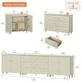 thumbnail image 3 of WAMPAT Sideboards Buffet Cabinet, 3-in-1 Wood Wide Credenza Storage Cabinet with 4 Doors and 6 Drawers, Modern Kitchen Coffee Bar Table with Storage for Living Room Dining Room, Beige Linen, 3 of 7