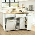 thumbnail image 5 of Magic Union 52" Kitchen Island with Hidden Trash Can Storage, Moveable Portable Island table for Kitchen, Rolling Kitchen Islands Cart w/Pull-Out Shelves, Drawers, Adjustable Shelf, White, 5 of 11