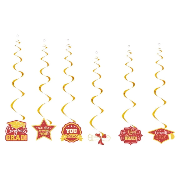 MaroonandGold Graduation Decorations, 2026 Graduation, Graduation Party Decorations, Gold Party Decor, Hanging Ceiling Spirals, Academic Celebration, 6 Pc