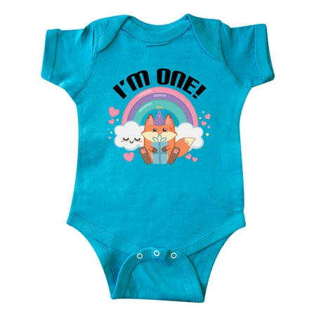 

Inktastic 1st Birthday 1 Year Old Kawaii Girl Fox Gift Baby Girl Bodysuit