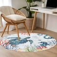 thumbnail image 4 of Sea Turtles Round Area Rug 3.3 FT, Non Slip Small Entryway Kitchen Mat, Oceans Octopus Starfish Seahorse Coral Washable Soft Circular Rug Non-Shedding Door Mat for Bathroom Playroom Kids Room, 4 of 9