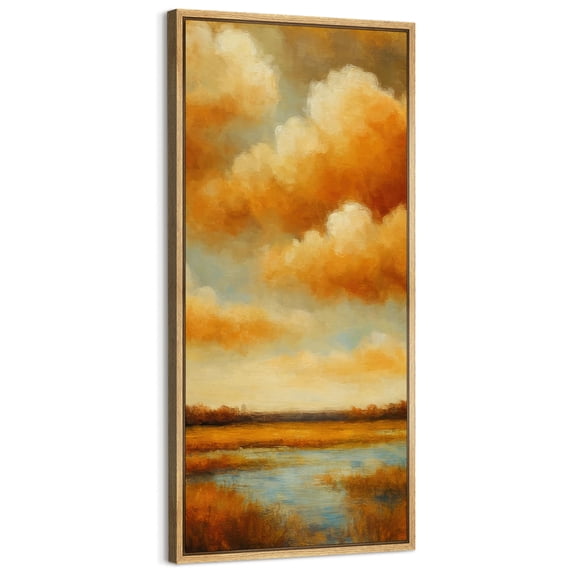 Large Framed Canvas Art for Living Room Wall Decor, Vintage Clouds Sky Country Landscape Canvas Print for Bedroom Decoration - 60"x30" Natural Framed