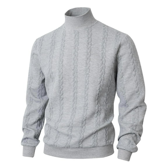 TIANZEN Winter Sweater Coat Warm Knit Turtleneck Pullover Casual Solid Color Jacquard Pattern Daily Outwear Top Long Formal Coat Puffy Coat Men Heavy Winter Coats for Men