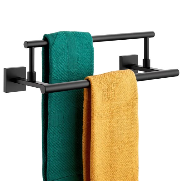 KOKOSIRI Barres à Serviettes de Salle de Bain 16 Pouces Barres à Serviettes Noir Mat 40CM Porte-Serviette pour Cuisine Garage Mur Acier Inoxydable B5009BK-L16