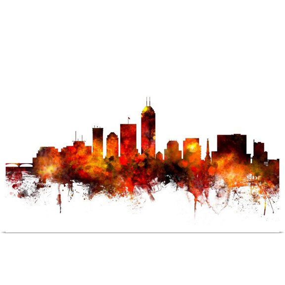 Great BIG Canvas | Rolled Michael Tompsett Poster Print entitled Indianapolis Indiana Skyline