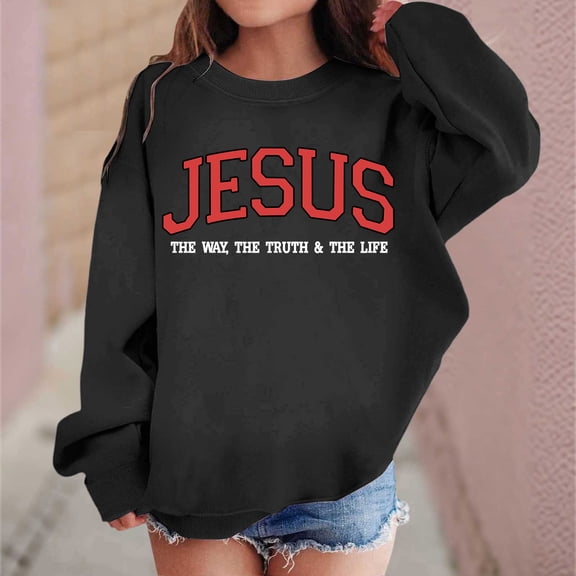 Hpapadks Hoodies for Girls Children Round Neck Print Hoodie Casual Winter Top Toddler Sweatshirt Black 7-8 Years