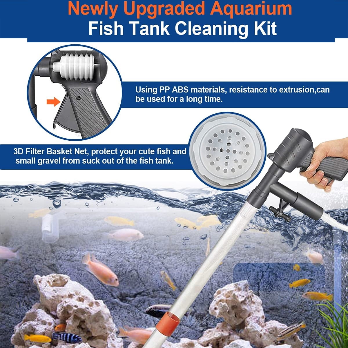 IFCOW 2023 Aquarium Gravel Cleaner Vacuum Fish Tank Vacuum Cleaner Tools Gravel Sand Siphon Vacuum Cleaner