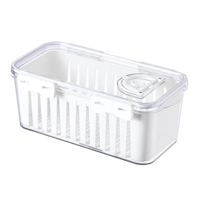 Airtight Refrigerator Storage Containers for Meat Fish, BPA-Free Plastic Bins with Drainage Design, Durable Kitchen Organizer for Fresh Produce, Stackable Pantry Solution