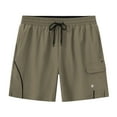 thumbnail image 7 of QPNGRP Men's Beach Swim Trunks Quick Dry Sports Fitness Shorts Drawstring Zipper Pockets and Mesh Lining Khaki 30, 7 of 7