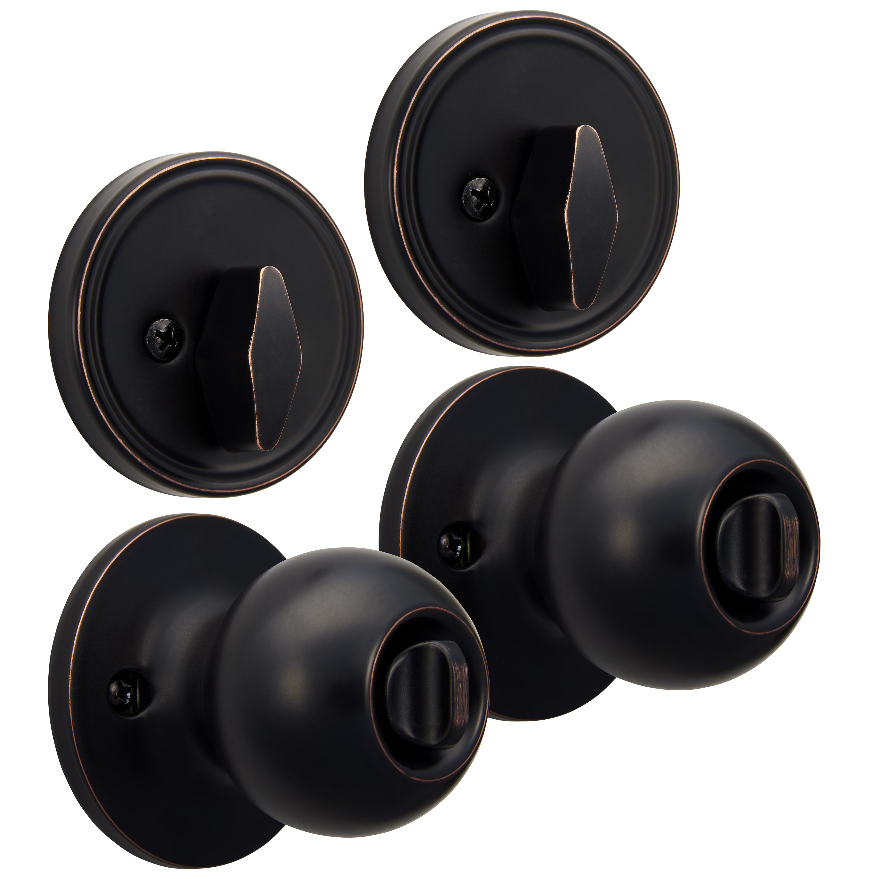Hyper Tough Keyed Entry Tulip Style Doorknob And Deadbolt Combo 2-Pack, Oil-Rubbed Bronze Finish