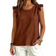 thumbnail image 3 of Women's Tops Tees Blouses O Neck Solid Vacation Daily Sleeveless Vest Tank Tops for Women, 3 of 6