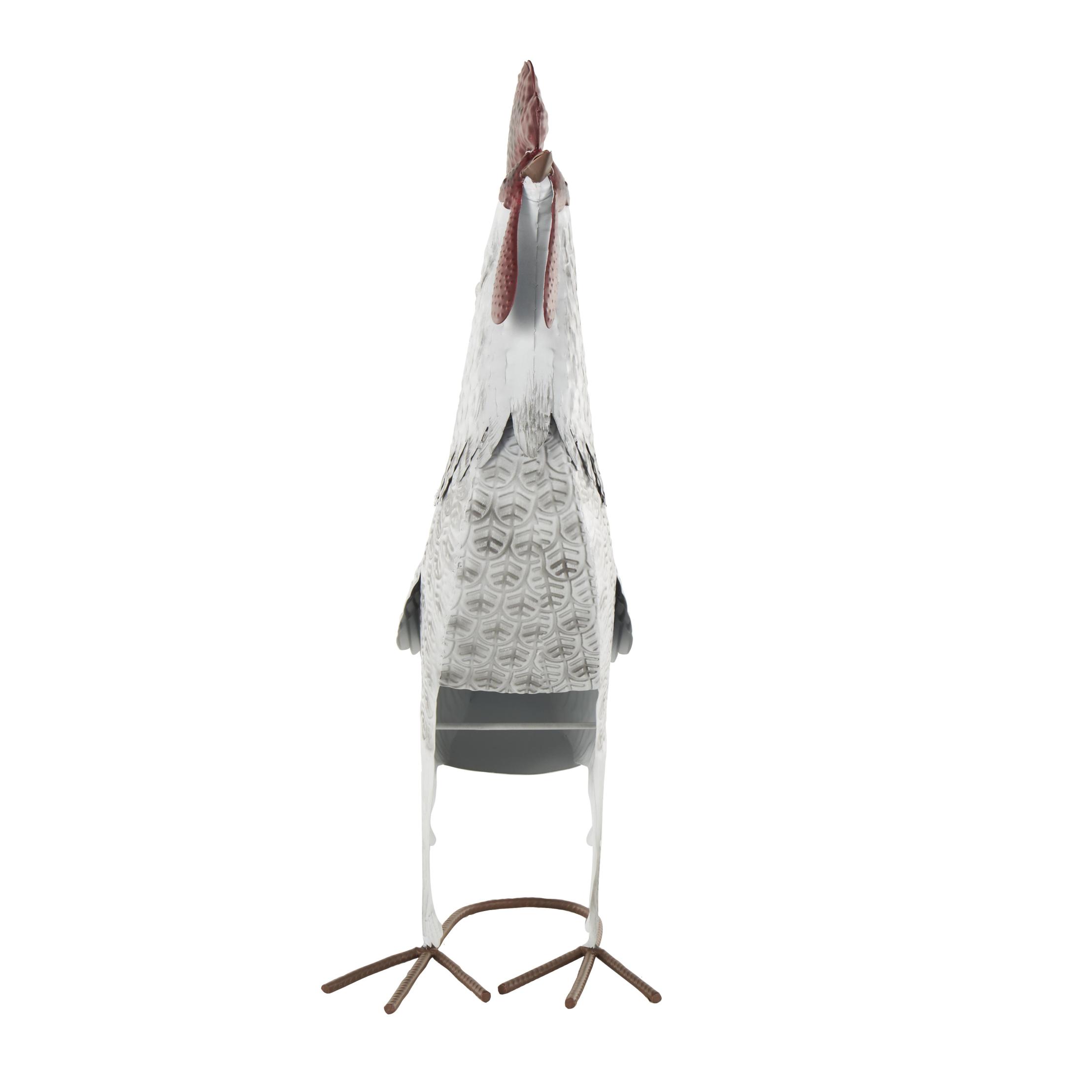 DecMode 18" Rooster Garden Sculpture with Black Texturing and Red Accents