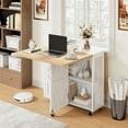 thumbnail image 3 of Cocosity Space Saving Versatile Folding Kitchen Dining Table with Wheels & Storage Shelf for Small Apartment, 3 of 27
