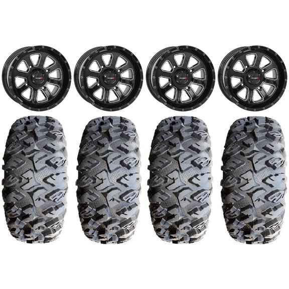 System 3 ST-4 Black 14" Wheels 27" MotoClaw Tires Honda Foreman Rancher SRA