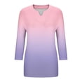 thumbnail image 5 of YUGYXL Plus Size Tshirts for Women 3/4 Sleeve Tshirts Gradient Color Baggy Shirts Casual V Neck Comfy Blouses Tops Dressy Lightweight Tees Purple XL, 5 of 5