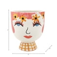 thumbnail image 3 of Round Flower Pots Boho Ceramic Planter for Indoor Plants - Decorative Stoneware Plant Pots for Home Decor and Planters - Outdoor Display with Artistic Face Design for Patio & Shelf Styling - 7", Pink, 3 of 14