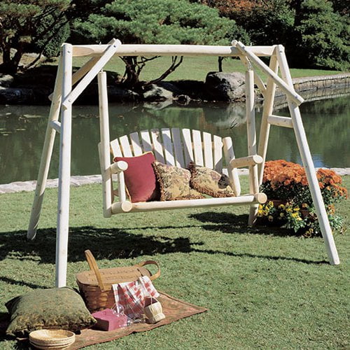 Rustic Natural Cedar Furniture American Garden 5 ft. Log Porch Swing and Stand Set by Rustic Natural Cedar Furniture Co