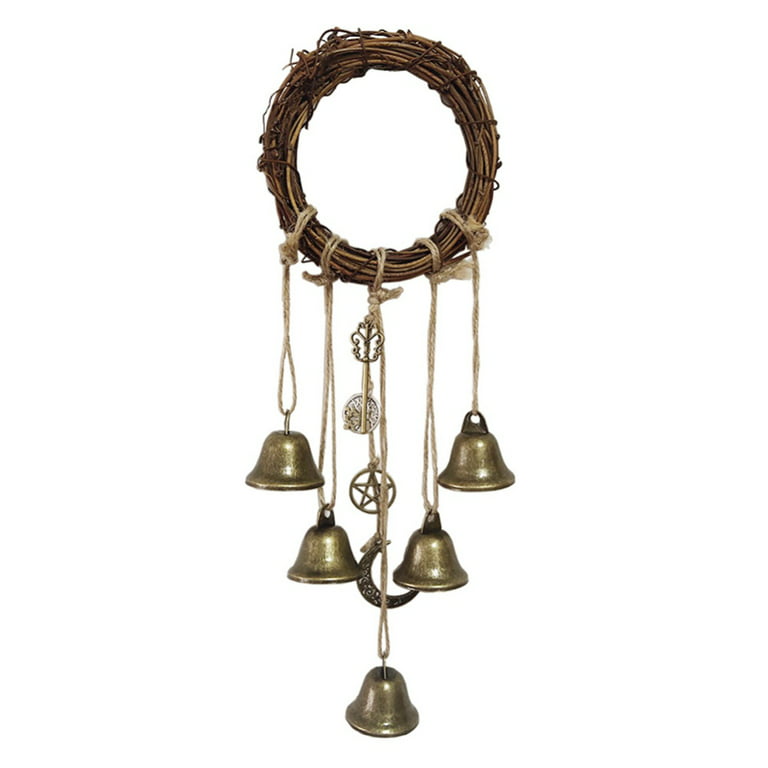 Seequiet Witch Bells for Door Pagan Bells Decor Home Protection Pentagram  Witch Rattan Bells Handmade Wind