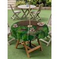 thumbnail image 4 of Outdoor Tablecloth with Umbrella Hole for Patio/Picnic/Party/Camping, Tropical Leaves Waterproof Table Cloth Round Cover Washable, Summer Botanical Monstera Leaf Wooden Brown (Dia 54"), 4 of 8