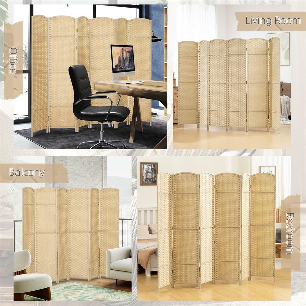 Topcobe Folding Room Divider Screen 6 Panel 5.6' Tall Privacy Screen Freestanding Room Partition for Home Office, Privacy Screen, Partition Room Dividers for Home, Apartment, Beige