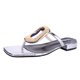 thumbnail image 1 of FLOPS para mujeres Flip cuadrado de punta abierta Sandalias de tobogán de sandalias planas (40) Plata, 1 of 9