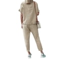 thumbnail image 4 of LilyLLL Plus Size Womens Cotton Linen Short Sleeve Tops Pants Loungewear Tracksuit, 4 of 4