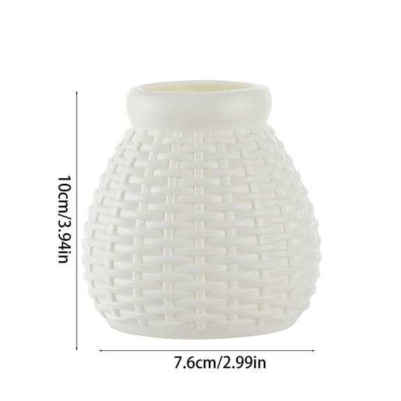 Woven Look Vase Woven Look Vase Small Decorative Vase Mini Planter Pot forArtificial Plants Dried Flowers Plastic Home Decor Tabletop Shelf Decor Centerpiece Accent Vase