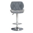 thumbnail image 3 of Karo Tufted Modern Stool in Grey with Shiny Metal Base and footrest for Kitchen, Island Stool, Adjustable Height Set 2, 3 of 4