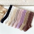 thumbnail image 4 of Girls Crew Socks Ribbed Knit Slouch Mid Calf Sock Solid Color Soft Cotton Breathable School Uniform Socks*1pc, 4 of 6