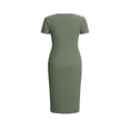 thumbnail image 6 of FRSASU Women's Dress Summer Bodycon Casual Short Sleeve Square Neck Side Slit Knit Beach Long Dresses Green, 6 of 9