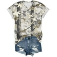 thumbnail image 5 of larppty Women Camo Shirt Top Y2K Maple Leaf Graphic Tee Short Sleeve Loose Fit Round Neck T Shirt Streetwear (Light Gray, XXL), 5 of 7