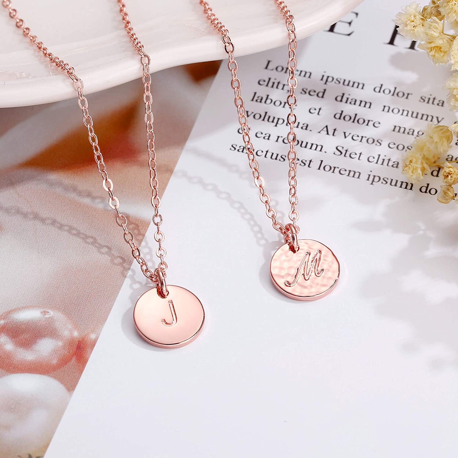Disc Initial Necklaces for Women Girls 