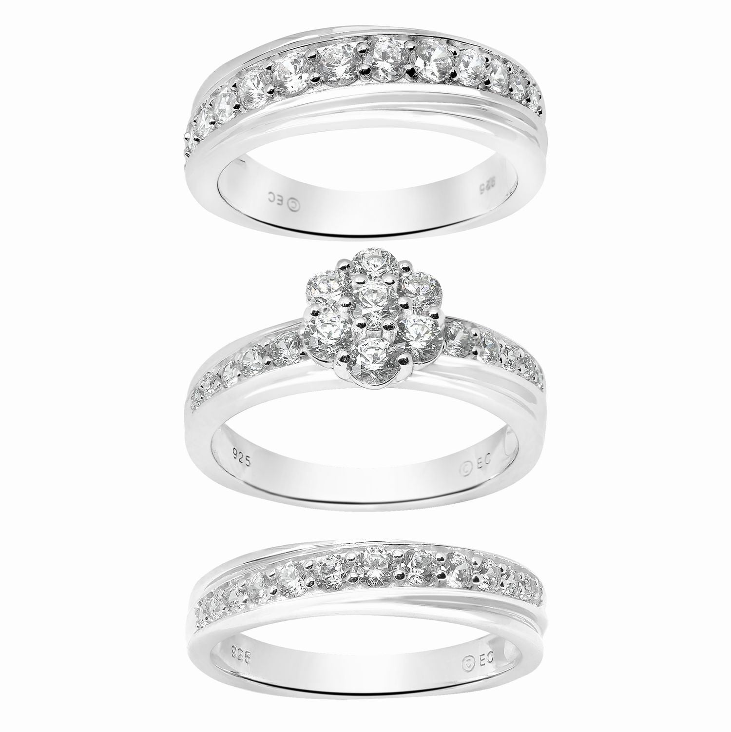 Brilliance Fine Jewelry Flower Shaped Simulated Diamond Engagement Ring