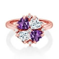 thumbnail image 2 of Gem Stone King 18K Rose Gold Plated Silver Purple Amethyst and Moissanite Ring for Women (1.92 Cttw, Heart Shape 5MM, Gemstone February Birthstone, Size 6), 2 of 3