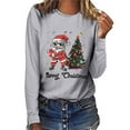 thumbnail image 2 of IROINNID Christmas Long Sleeve Shirts for Women Crewneck Loose Fit Pullover Holiday Print Comfy Tops Warm Shirts,Gray, 2 of 4