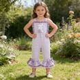 thumbnail image 5 of JAJAHO Girls Easter Bunny Overalls Kids Toddlers Girl Clothes Rabbit Embroidery Plaid Flared Cropped Jumpsuit Holiday Outfit 6M-5Y Stylish Onesie, 5 of 5