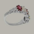 thumbnail image 4 of LBG British Made 9k White Gold Natural Pink Tourmaline & Opal Womens Eternity Ring - 33 size options - Size 12, 4 of 8
