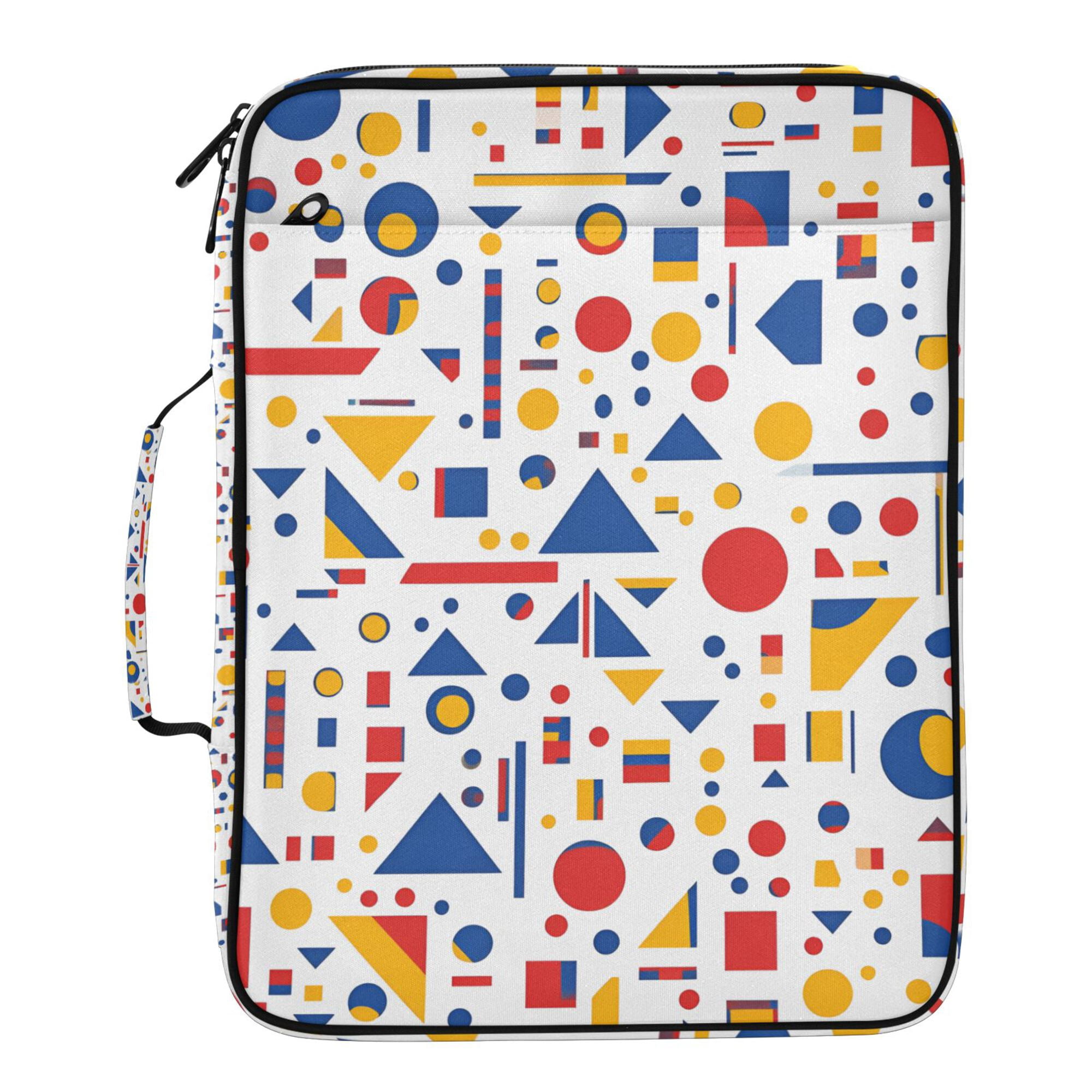 FORMRS Accordion File Folder A4 Size 7-Pocket Expanding Document Organizer Bag with 3 Ring Binder, Simple Shapes
