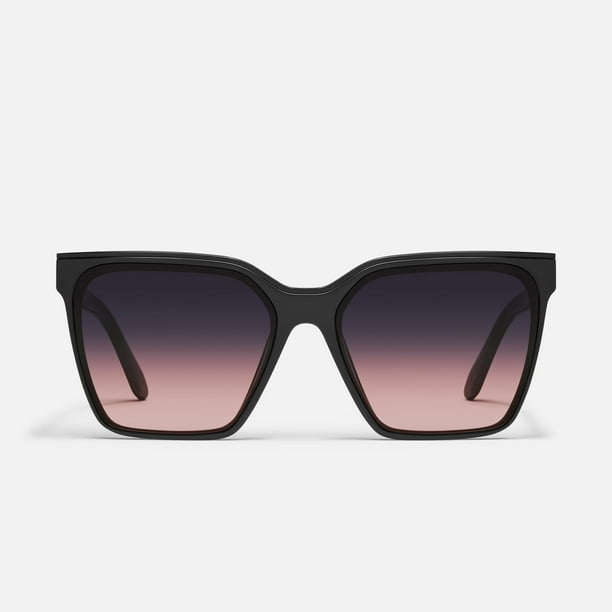 Quay Gafas de Sol Cuadradas Australia Niveladas, Negro/rosa Ciruela Negro