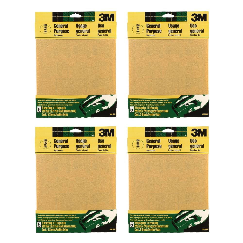 3M Sandpaper Sheets 9 x 11 in Aluminum Oxide Mineral Fine 150 Grit 5