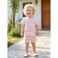thumbnail image 4 of BemeyourBBs Toddler Baby Boy Girl Baby Summer Clothes Infant Baby Boy Girl 2 Piece Outfit Adorable Striped Short Sleeve T Shirt Tops with Shorts Set Homewear Loungwear, 4 of 9