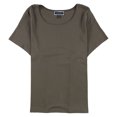 thumbnail image 1 of Karen Scott Womens Solid Basic T-Shirt, Brown, Plus Size, 2X, 1 of 1