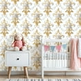 thumbnail image 3 of Vintage Peel and Stick Wallpaper 23.6in x 9.8ft Elegant Gold White Baroque Floral Ornamental Contact Paper Vinyl Waterproof Self Adhesive Wall Paper for Bedroom Shelf Cabinet Renter Friendly, 3 of 8