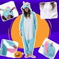thumbnail image 3 of Veyryth Unisex Blue Unicorn Adult Onesie Pajamas, Polar Fleece Animal Pajamas，One-Piece Sleepwear for Men and Women Size L, 3 of 7